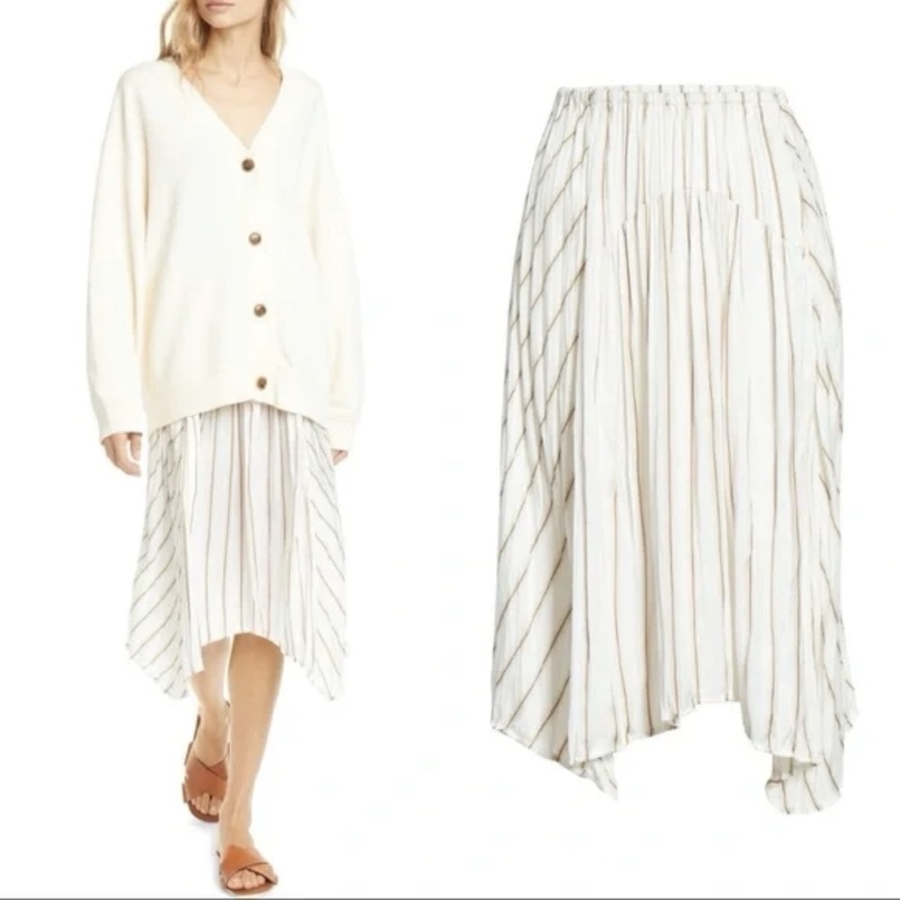 NWT Vince Stripe Asymmetrical Panel Midi Skirt Sz. S